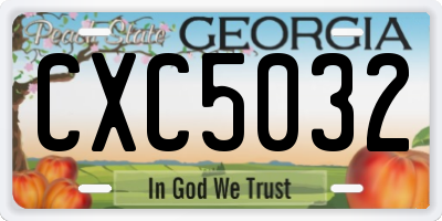 GA license plate CXC5032
