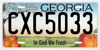 GA license plate CXC5033