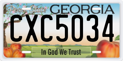 GA license plate CXC5034