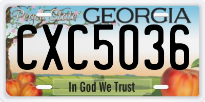 GA license plate CXC5036