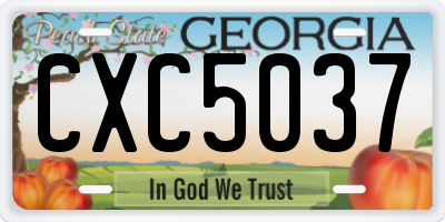 GA license plate CXC5037