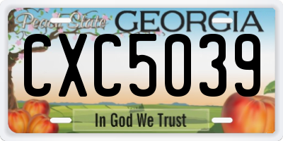 GA license plate CXC5039