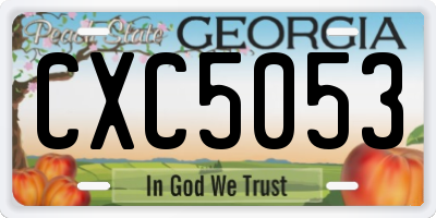GA license plate CXC5053