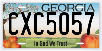 GA license plate CXC5057