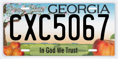 GA license plate CXC5067