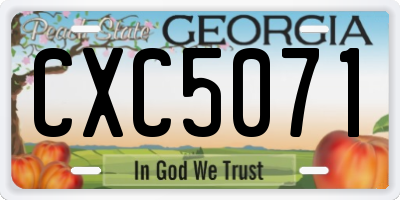GA license plate CXC5071