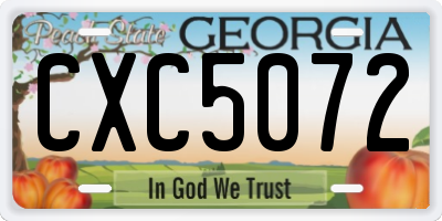 GA license plate CXC5072