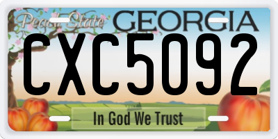 GA license plate CXC5092