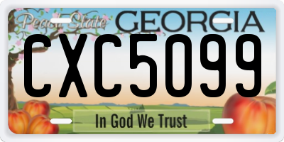 GA license plate CXC5099