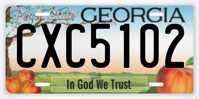 GA license plate CXC5102