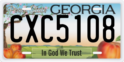 GA license plate CXC5108