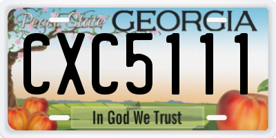 GA license plate CXC5111