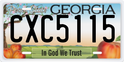 GA license plate CXC5115