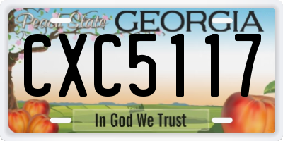 GA license plate CXC5117