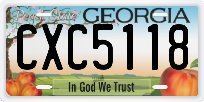 GA license plate CXC5118