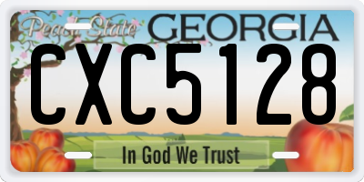 GA license plate CXC5128