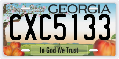 GA license plate CXC5133
