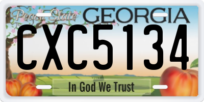 GA license plate CXC5134
