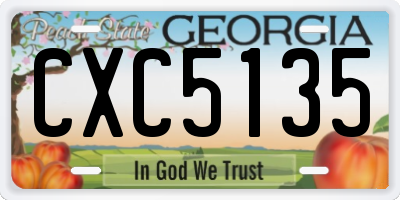 GA license plate CXC5135