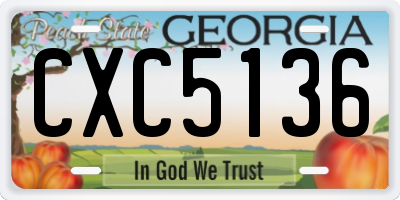 GA license plate CXC5136