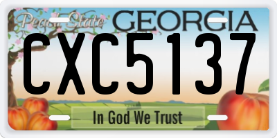 GA license plate CXC5137