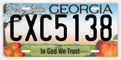GA license plate CXC5138