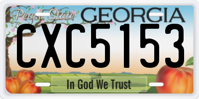 GA license plate CXC5153