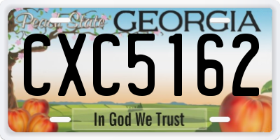 GA license plate CXC5162
