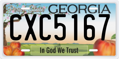GA license plate CXC5167