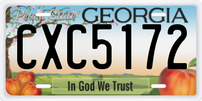 GA license plate CXC5172