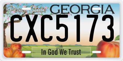 GA license plate CXC5173
