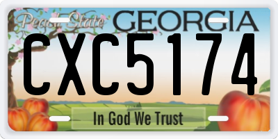 GA license plate CXC5174