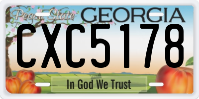 GA license plate CXC5178