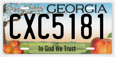 GA license plate CXC5181