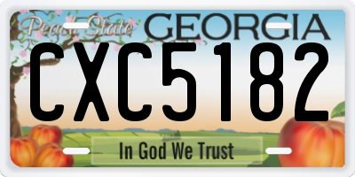GA license plate CXC5182