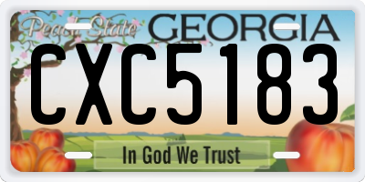 GA license plate CXC5183