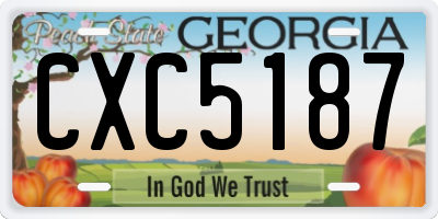 GA license plate CXC5187