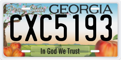 GA license plate CXC5193