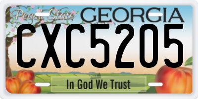 GA license plate CXC5205