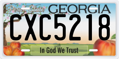 GA license plate CXC5218