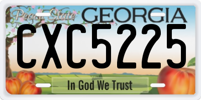 GA license plate CXC5225