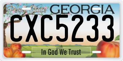 GA license plate CXC5233