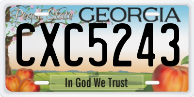 GA license plate CXC5243