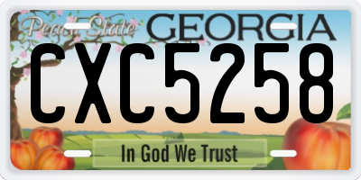 GA license plate CXC5258