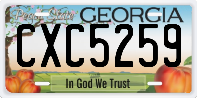 GA license plate CXC5259