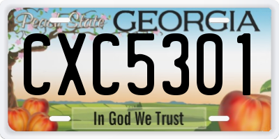 GA license plate CXC5301