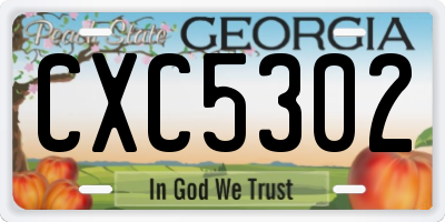 GA license plate CXC5302