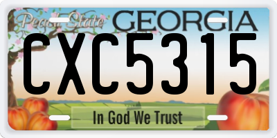 GA license plate CXC5315