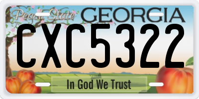 GA license plate CXC5322