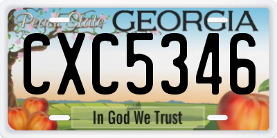 GA license plate CXC5346